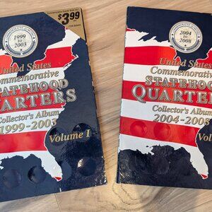 United State Commemorative Statehood Quarter 1999-2008 Collector Album Vol 1 & 2